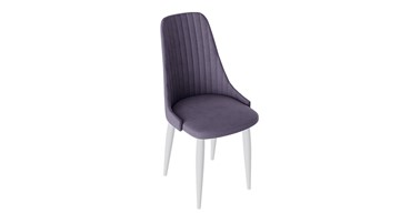 Обеденный стул Франк (конус) исп2 (Белый матовый/Микровелюр Фиолетовый) в Магадане