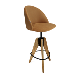 Барный стул SHT-ST35 / SHT-S92 (горчичный/браш.коричневый/черный муар) в Магадане