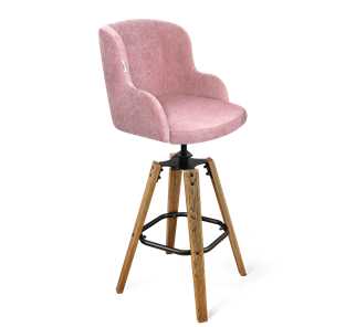 Барный стул SHT-ST39 / SHT-S93 (пыльная роза/браш.коричневый/черный муар) в Магадане