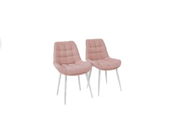 Комплект из 2-х обеденных стульев Комфорт розовый белые ножки в Магадане