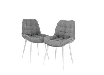 Комплект из 2-х обеденных стульев Комфорт серый белые ножки в Магадане
