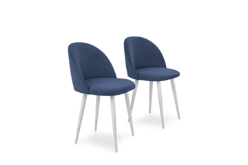 Комплект из 2-х кухонных стульев Лайт синий белые ножки в Магадане