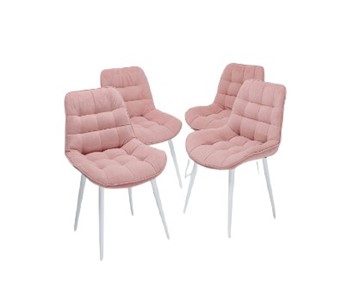 Комплект из 4-х кухонных стульев Комфорт розовый белые ножки в Магадане