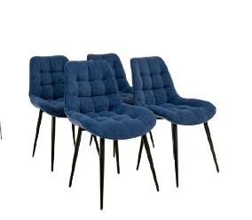 Комплект из 4-х  мягких стульев для кухни Комфорт синий черные ножки в Магадане