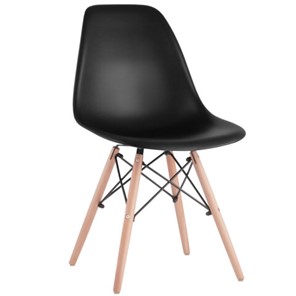 Комплект обеденных стульев 4 шт. BRABIX "Eames CF-010", пластик черный, опоры дерево/металл, 532631, 2033A в Магадане