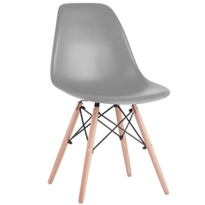 Комплект обеденных стульев 4 шт. BRABIX "Eames CF-010", пластик серый, опоры дерево/металл, 532632, 2033A в Магадане
