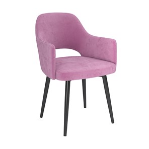 Обеденный стул Берта, велюр тенерифе розовый/Цвет металл черный в Магадане