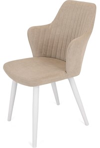 Обеденный стул Кубика Йорк, ноги белые круглые XXL (R38)/велюр T170 Бежевый в Магадане