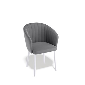 Обеденный стул Kenner 169KV белый/серый велюр в Магадане