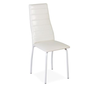 Обеденный стул Волна, прошивка горизонтально, каркас металл белый, Аттика белый в Магадане