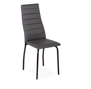 Обеденный стул Волна, прошивка горизонтально, каркас металл коричневый, экотекс серый в Магадане