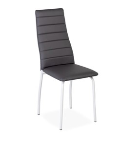 Обеденный стул Волна, прошивка горизонтально, каркас металл белый, экотекс серый в Магадане