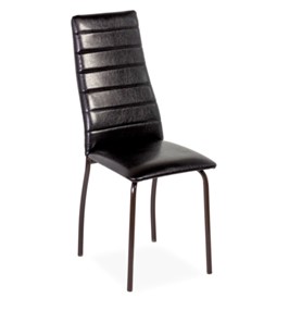 Кухонный стул Волна, прошивка горизонтально, каркас металл коричневый, Аттика черный в Магадане