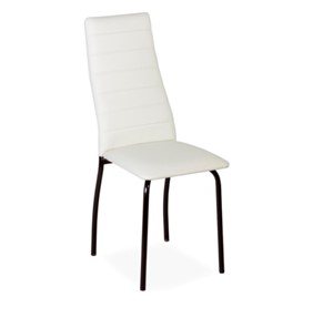 Обеденный стул Волна, прошивка горизонтально, каркас металл коричневый, экотекс белый в Магадане