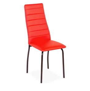 Обеденный стул Волна, прошивка горизонтально, каркас металл коричневый, экотекс красный в Магадане