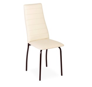 Обеденный стул Волна, прошивка горизонтально, каркас металл коричневый, экотекс крем в Магадане
