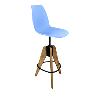 Барный стул SHT-ST29/S92 (голубой pan 278/брашированный коричневый/черный муар) в Магадане