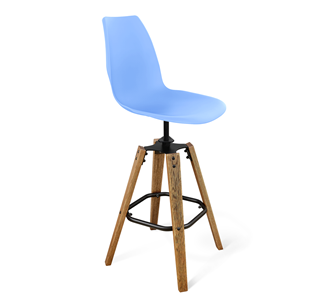 Барный стул SHT-ST29/S93 (голубой pan 278/брашированный коричневый/черный муар) в Магадане