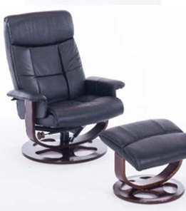 Кресло J6011 для релаксации нат. кожа / дерево, черный в Магадане