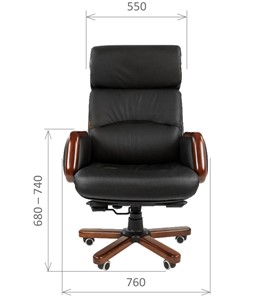 Кресло компьютерное CHAIRMAN 417 кожа черная в Магадане - предосмотр 1