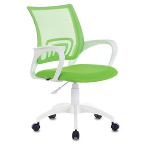 Кресло офисное Brabix Fly MG-396W (с подлокотниками, пластик белый, сетка, салатовое) 532403 в Магадане
