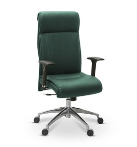 Кресло для руководителя Dark (подлокотники 3D) натуральная кожа с компаньоном / зеленая NL30 в Магадане