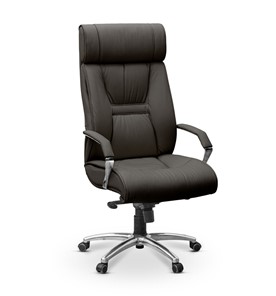 Кресло для руководителя Олимп X (подлокотники хром) натуральная кожа с компаньоном / черная в Магадане