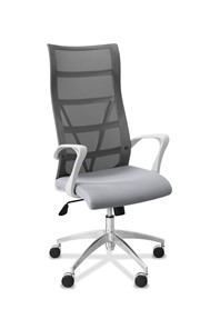 Кресло в офис Топ X белый каркас, сетка/ткань TW / серая/ серая в Магадане