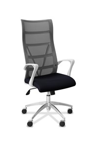 Кресло для руководителя Топ X белый каркас, сетка/ткань TW / серая/черная в Магадане