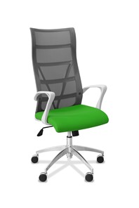 Кресло офисное Топ X белый каркас, сетка/ткань TW / серая/салатовая в Магадане