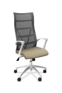 Офисное кресло Топ X белый каркас, сетка/ткань TW / серая/светло-серая в Магадане