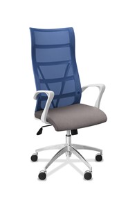 Офисное кресло Топ X белый каркас, сетка/ткань TW / синяя/серая в Магадане
