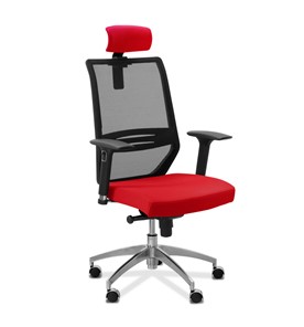 Офисное кресло для руководителя Aero lux с подголовником, сетка/ткань TW / черная/красная в Магадане