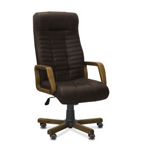 Офисное кресло Атлант W, экокожа премиум / тёмно-коричневая CN1113/ дерево - орех в Магадане