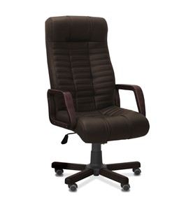 Офисное кресло для руководителя Атлант W, экокожа премиум / тёмно-коричневая CN1113/ дерево - венге в Магадане