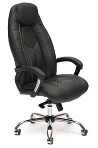 Офисное кресло BOSS Lux, кож/зам, черный/черный перфорированный, арт.9160 в Магадане