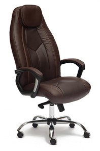 Офисное кресло BOSS Lux, кож/зам, коричневый/коричневый перфорированный, арт.9816 в Магадане