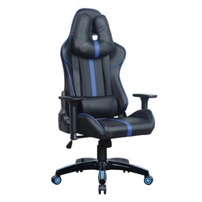 Офисное кресло BRABIX "GT Carbon GM-120", две подушки, экокожа, черное/синее, 531930 в Магадане