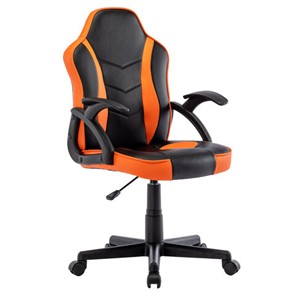 Кресло компьютерное BRABIX "Shark GM-203", экокожа, черное/оранжевое, 532513 в Магадане