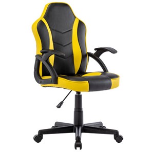 Кресло компьютерное BRABIX "Shark GM-203", экокожа, черное/желтое, 532514 в Магадане