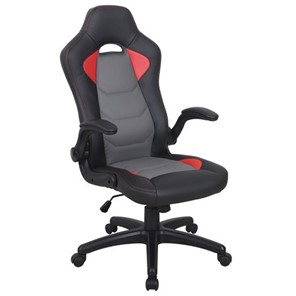 Офисное кресло BRABIX "Skill GM-005", откидные подлокотники, экокожа, черное/красное, 532496 в Магадане