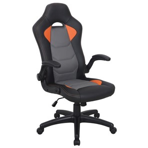 Офисное кресло BRABIX "Skill GM-005", откидные подлокотники, экокожа, черное/оранжевое, 532495 в Магадане