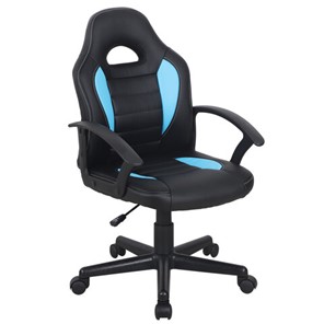 Офисное кресло BRABIX "Spark GM-201", экокожа, черное/голубое, 532505 в Магадане