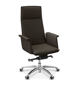 Офисное кресло для руководителя Лео, экокожа премиум / темно-коричневая CN1113 в Магадане