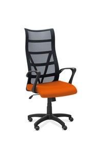 Кресло офисное Топ, сетка/ткань TW / черная/ оранжевая в Магадане