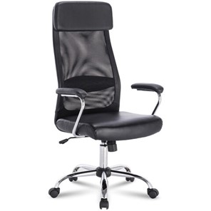 Офисное кресло Brabix Flight EX-540 (хром, экокожа, сетка, черное) 531850 в Магадане