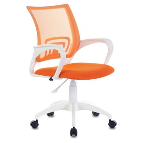 Кресло компьютерное Brabix Fly MG-396W (с подлокотниками, пластик белый, сетка, оранжевое) 532401 в Магадане