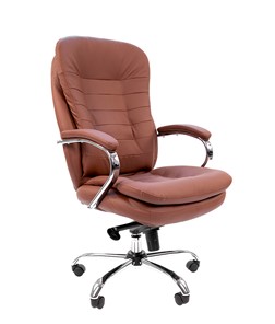 Кресло компьютерное CHAIRMAN 795 кожа, цвет коричневый в Магадане