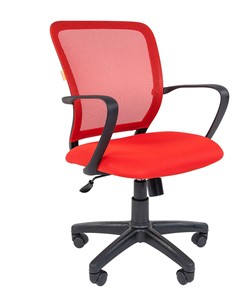 Кресло компьютерное CHAIRMAN 698 black TW-69, ткань, цвет красный в Магадане