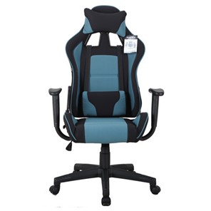 Кресло офисное Brabix GT Racer GM-100 (две подушки, ткань, черное/голубое) 531818 в Магадане